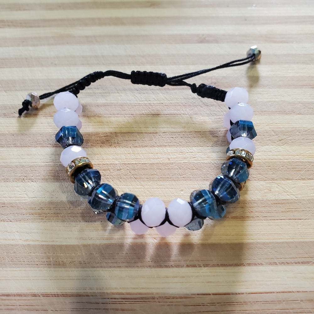 Blue Faceted Crystal Shambala Bracelet